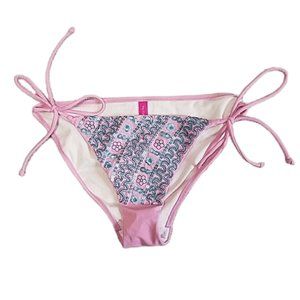 Victoria's Secret Pink and Blue Bikini Bottom Bathing Suit Swimsuit Size Small